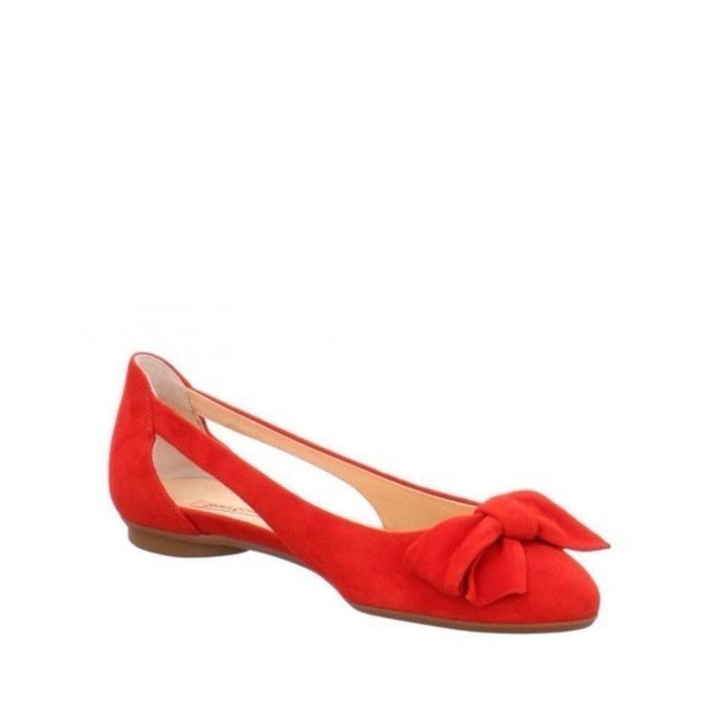 Paul Green Pacific Solid Red Suede Leather Bow‎ Slip On Flats Size 5.5